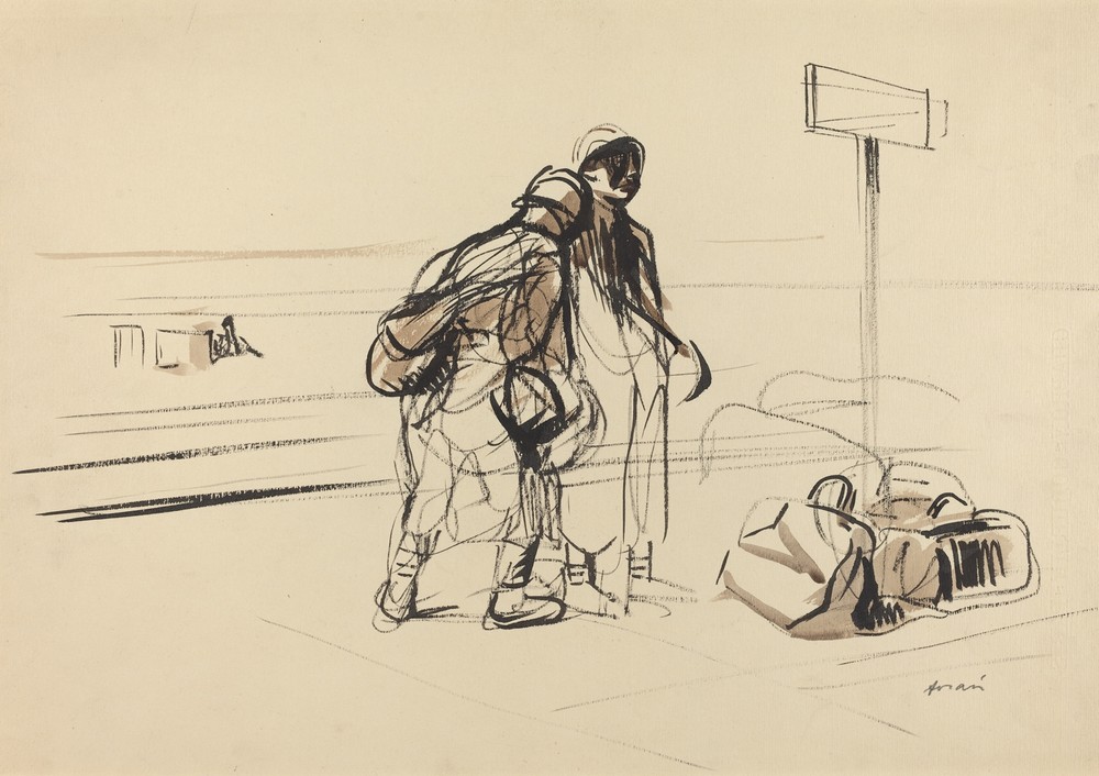 Two French Soldiers near a Notice Board (c. 1914-1919)