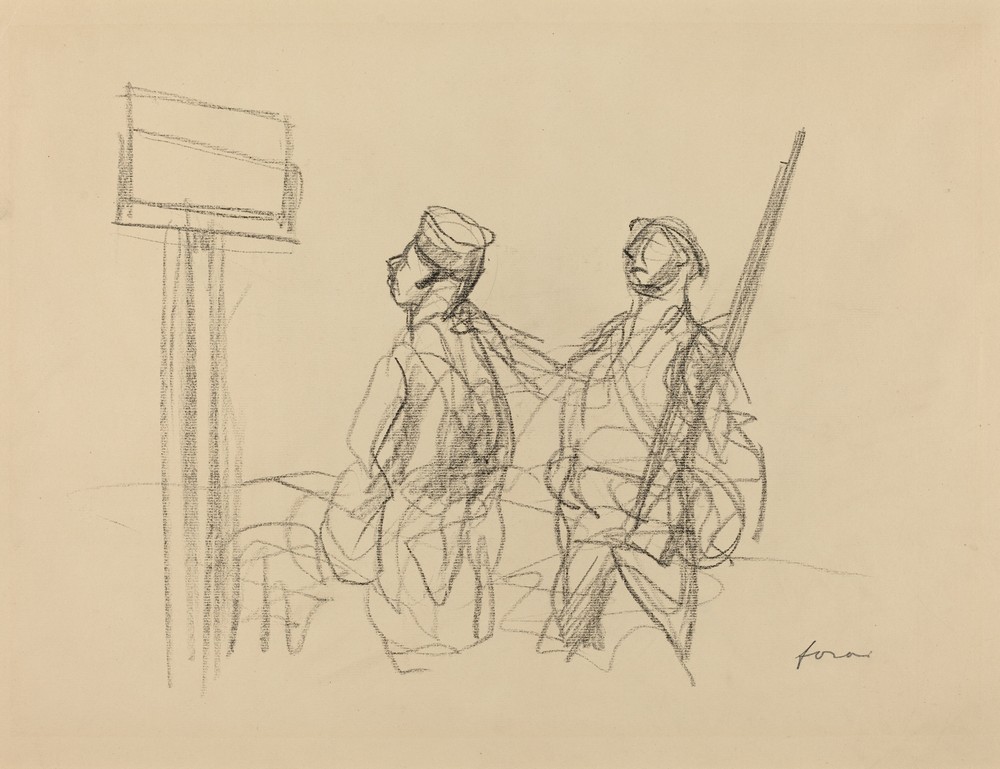 Two Soldiers Looking at a Placard (probably 1918)