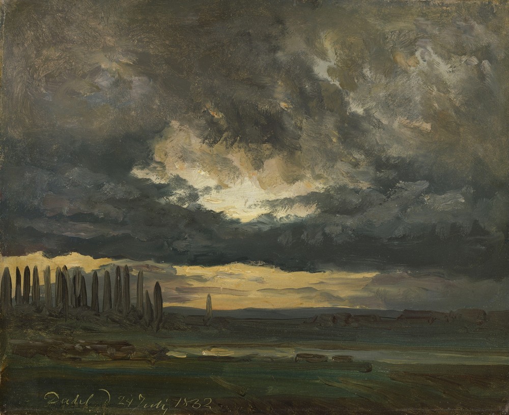 Cloud Study over the Elbe with Poplars