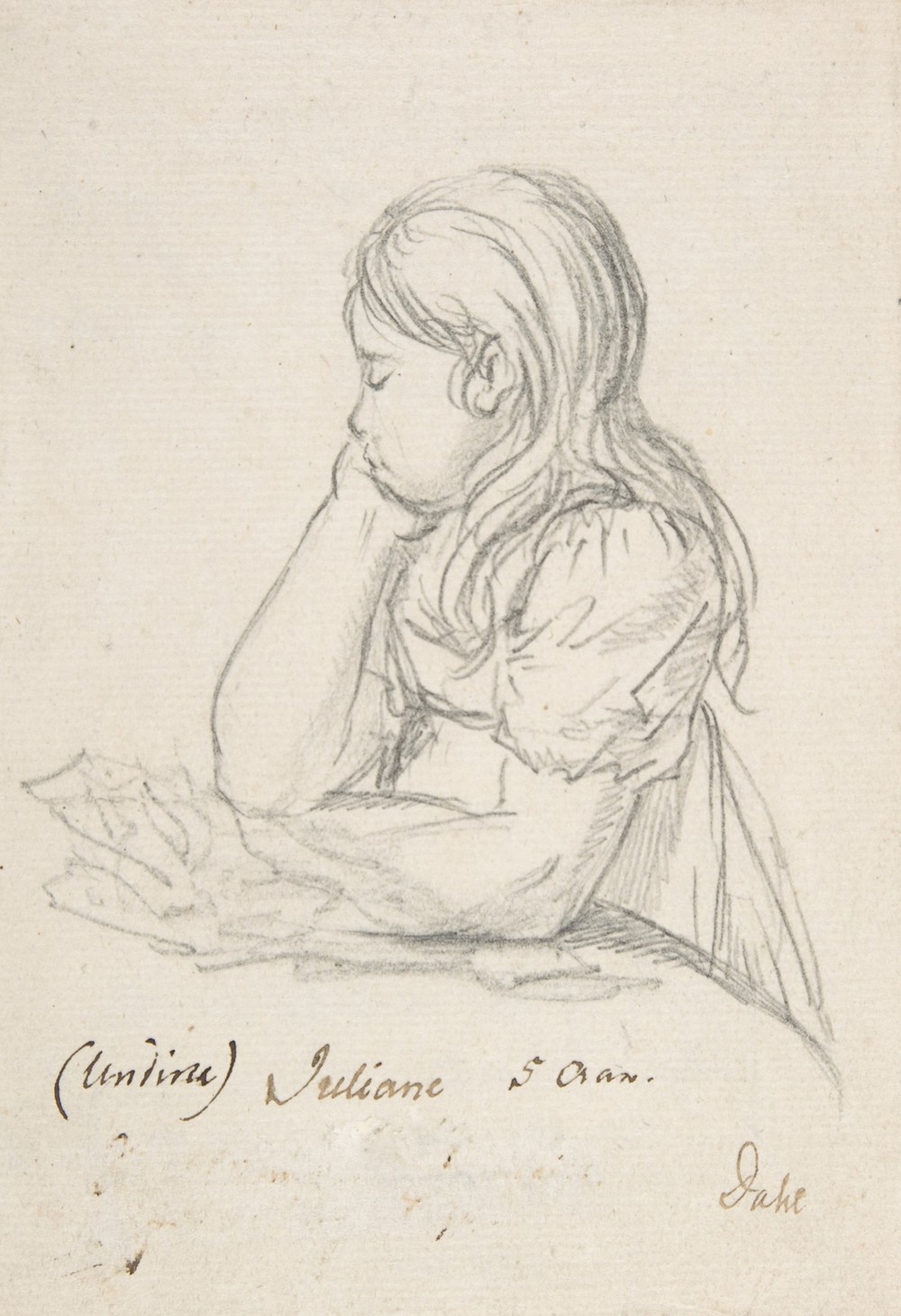 Portrait of Juliane Sophie Heger as a Child, leaning on a Table (ca. 1820)