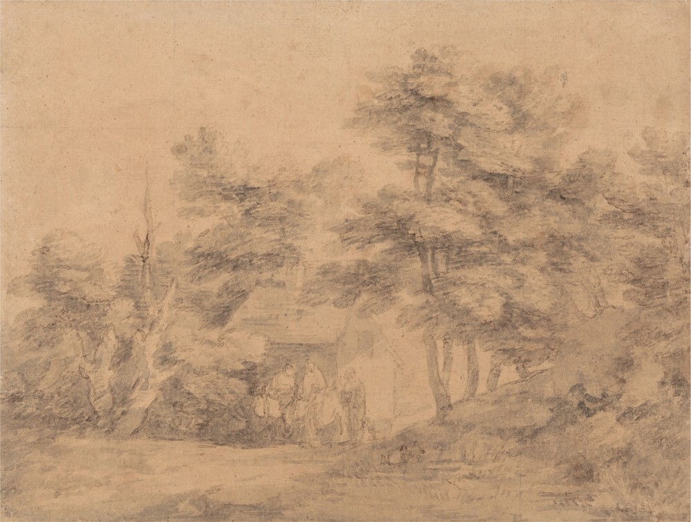 Wooded Landscape with Figures, Donkeys and Cottage (ca. 1767)