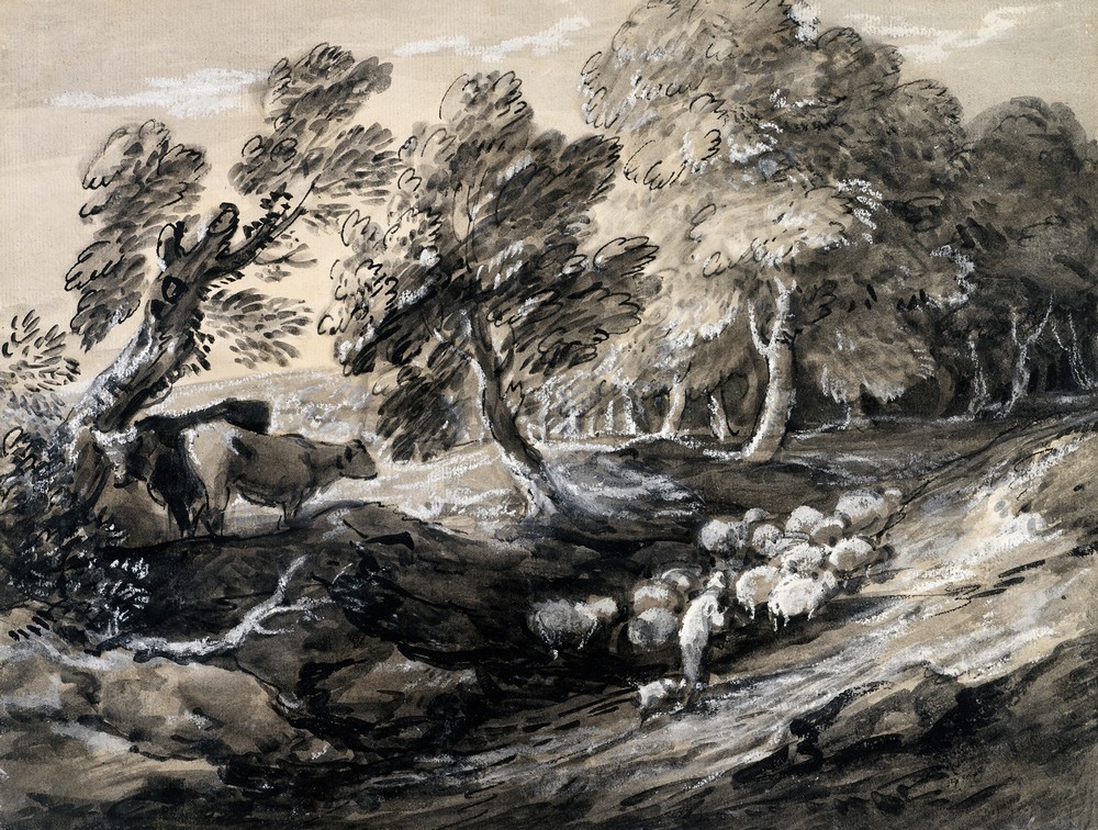 A Shepherd Driving a Flock of Sheep through a Wood (c. 1780)
