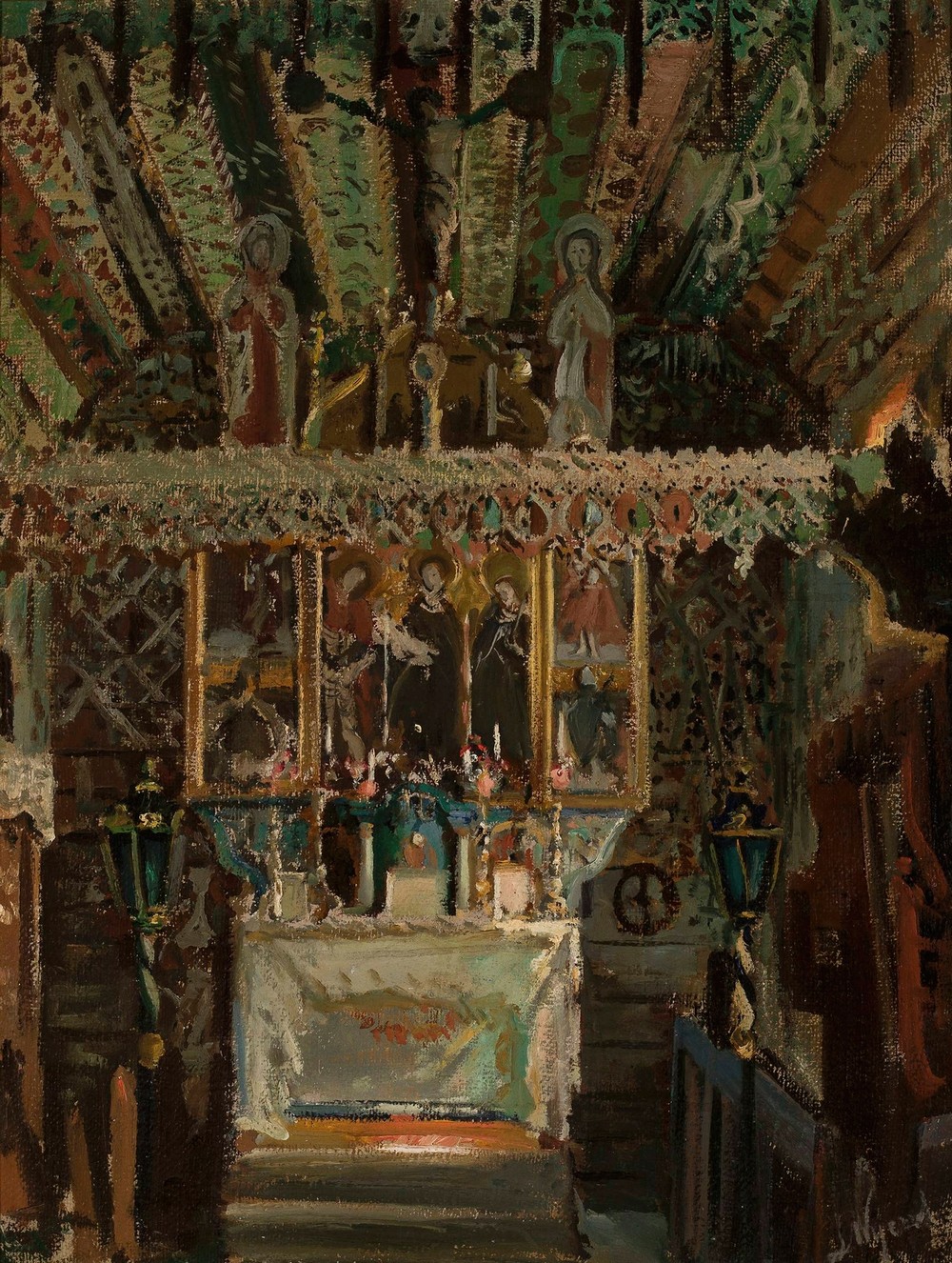 Interior of the church in Dębno (circa 1902)