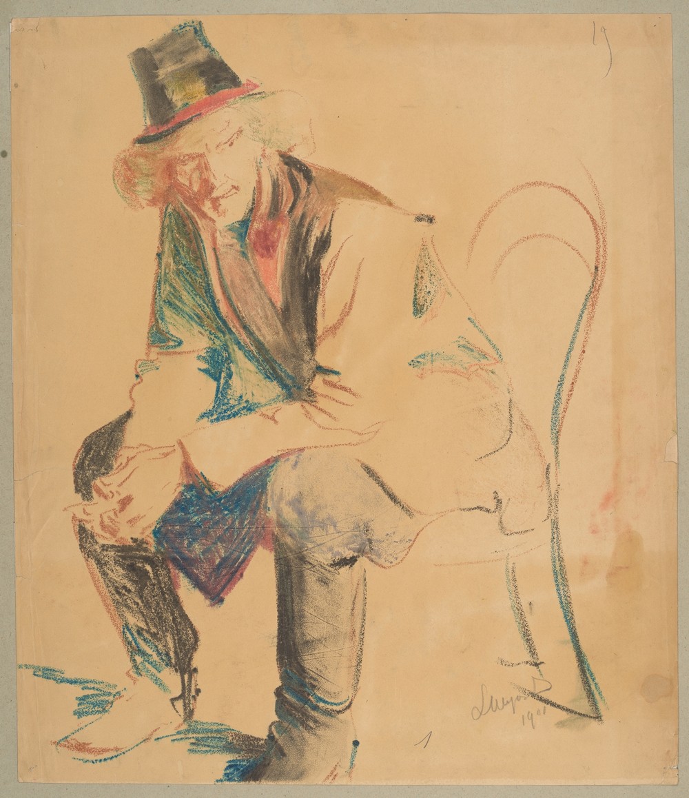 Cracow peasant sitting in a chair