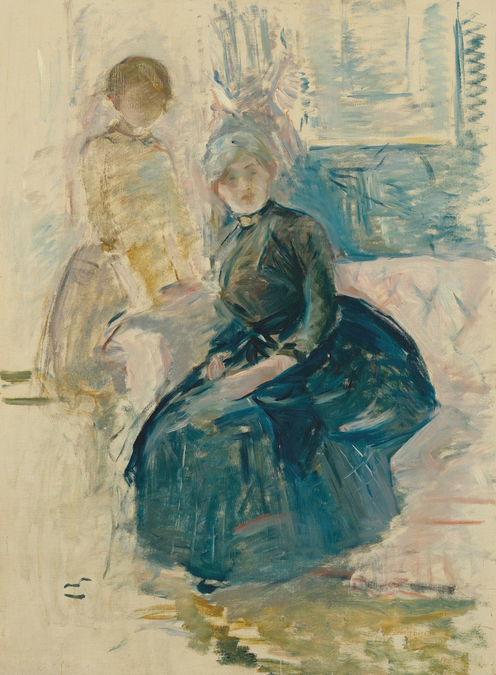 Berthe Morisot and her daughter in front of a window