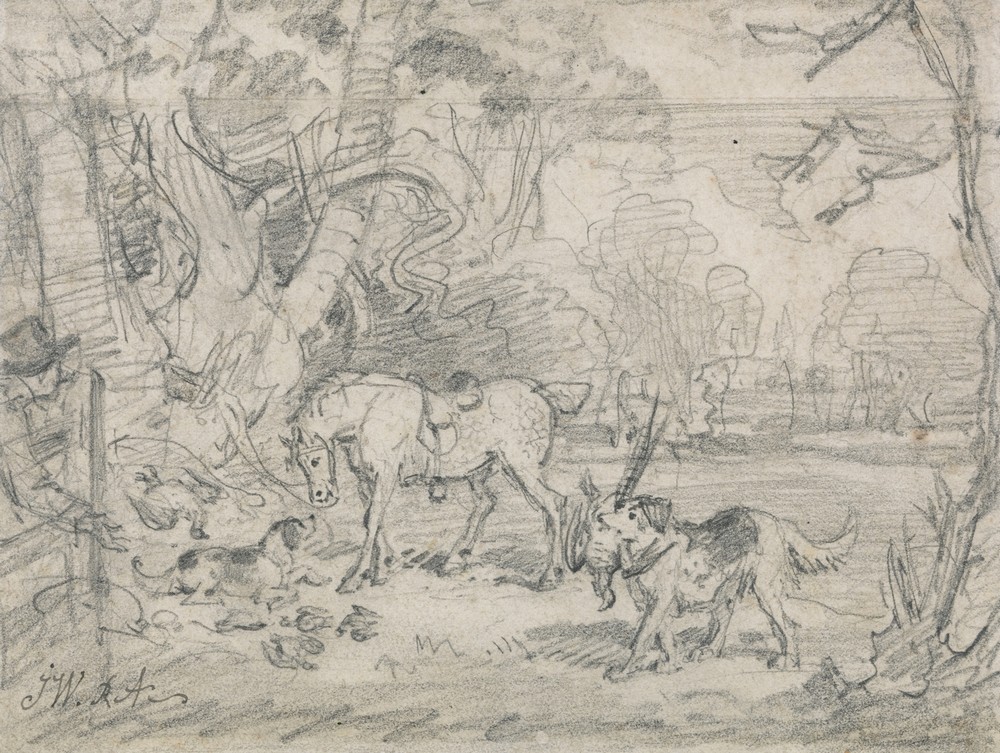 Lord Southampton’s Shooting Pony, with ‘Sailor’, His Retriever, and ‘Rover’, His Spaniel (ca. 1822)
