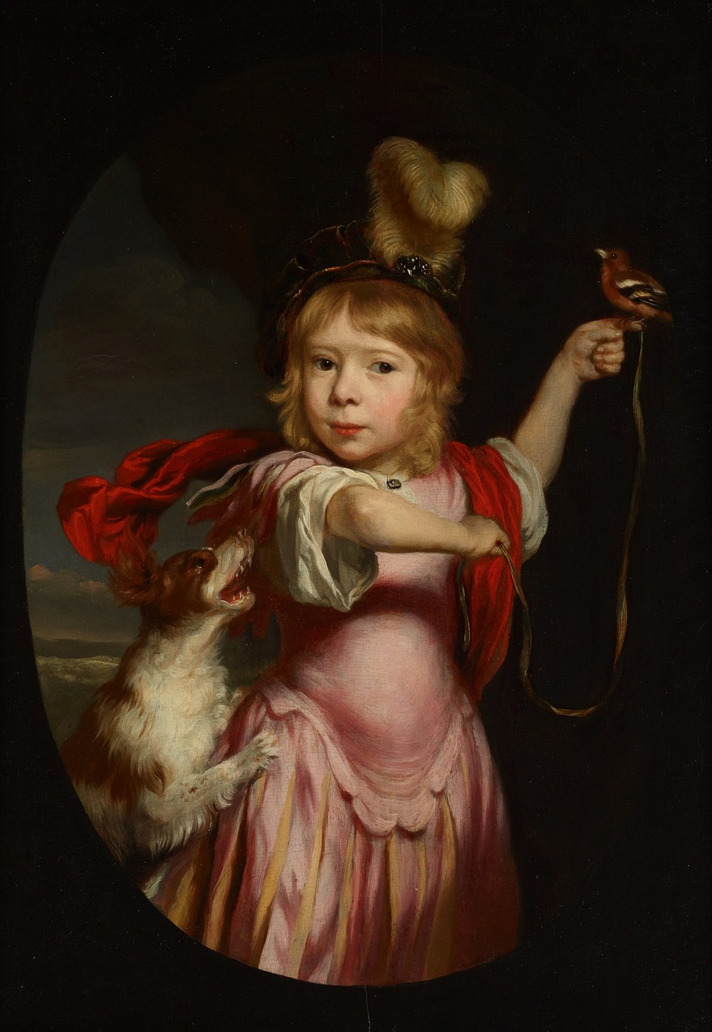 Portrait of a Boy in Classical Dress with a Bullfinch and Spaniel (c. 1670)