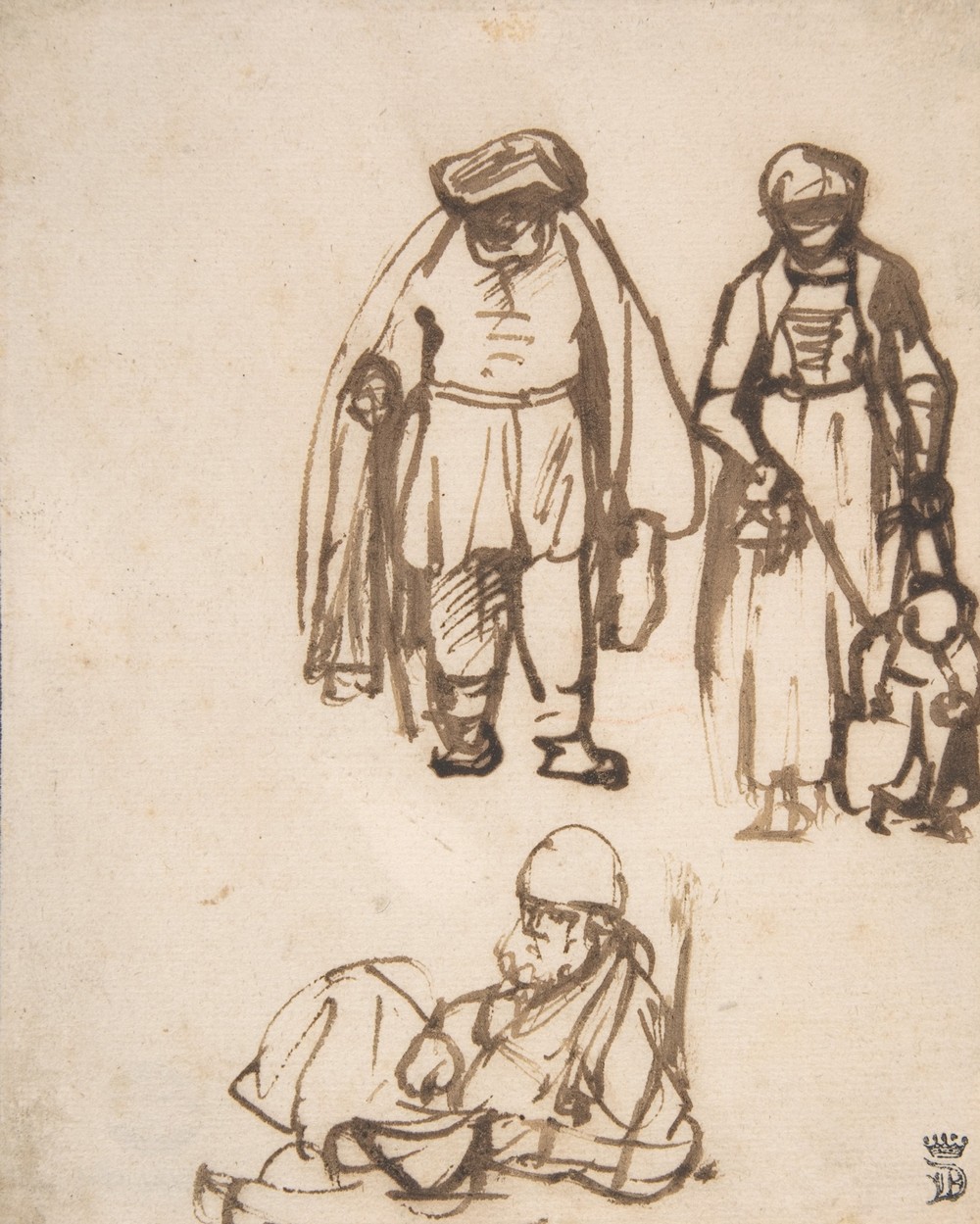 Studies of Two Men and a Woman Teaching a Child to Walk (1645–50)
