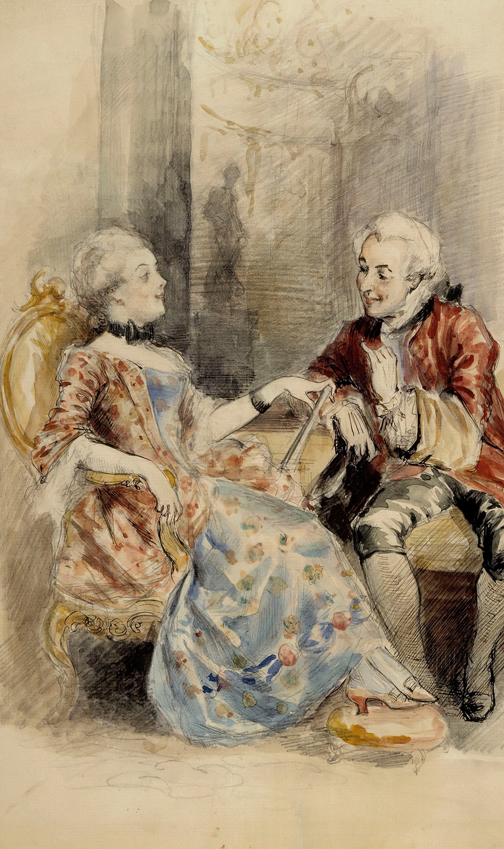 Couple Having a Conversation, Rococo Attire