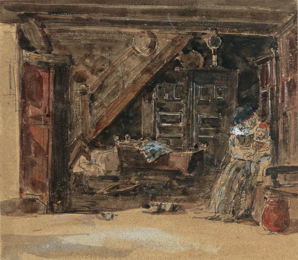 Intérieur breton aquarelle (1869-71)