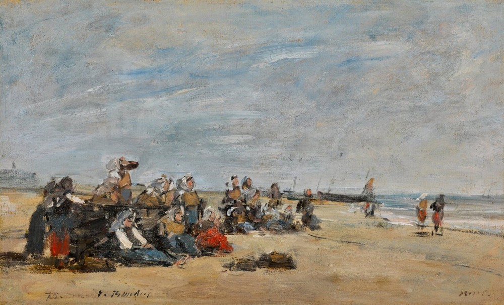 Berck, groupe de pêcheuses assises sur la grève