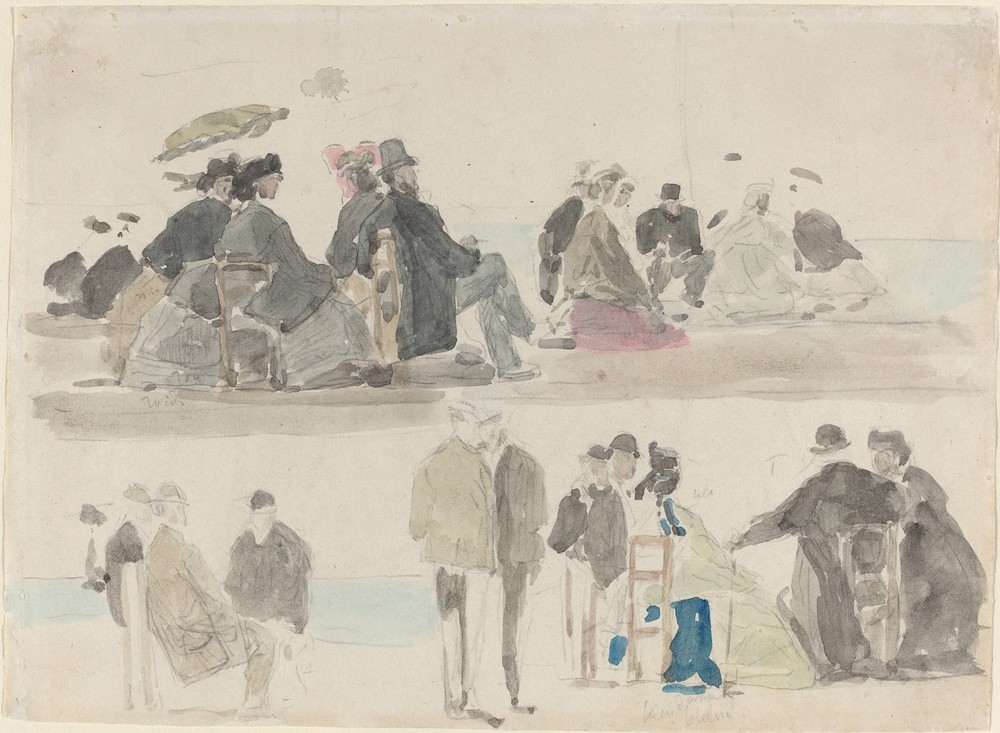 Ladies and Gentlemen on the Beach, in Two Registers (c. 1865)