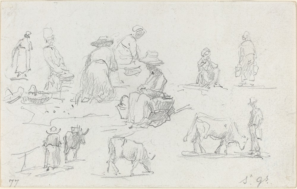 Peasants and Cows (recto)