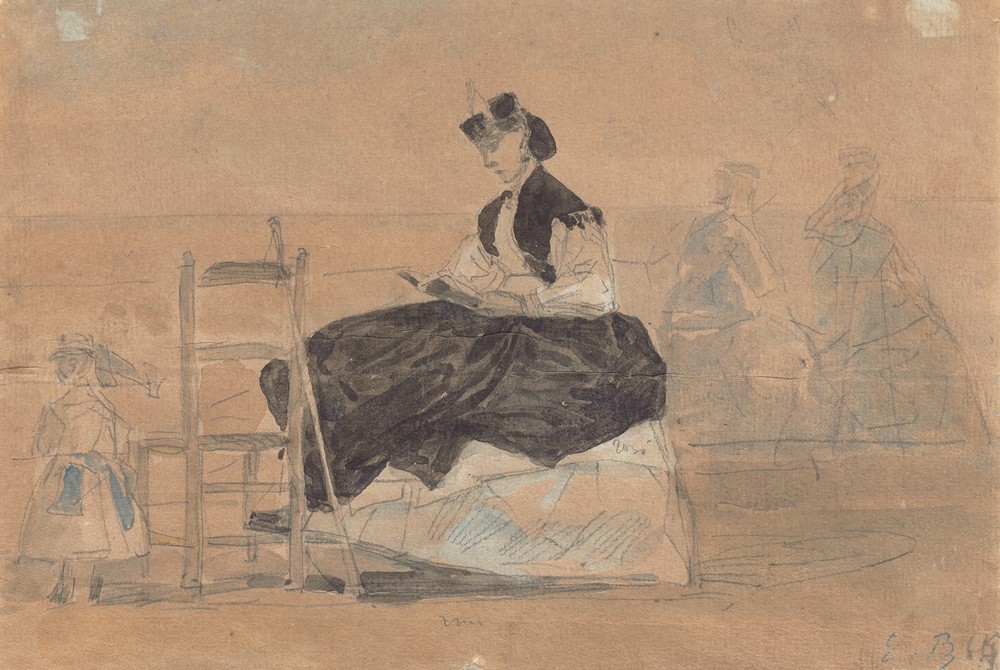 Woman in a Crinoline on the Beach of Trouville (c. 1865)