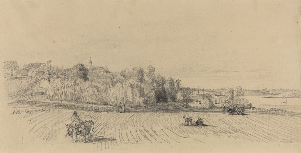 L’Ile aux Moines with Workers in a Field (c. 1858)