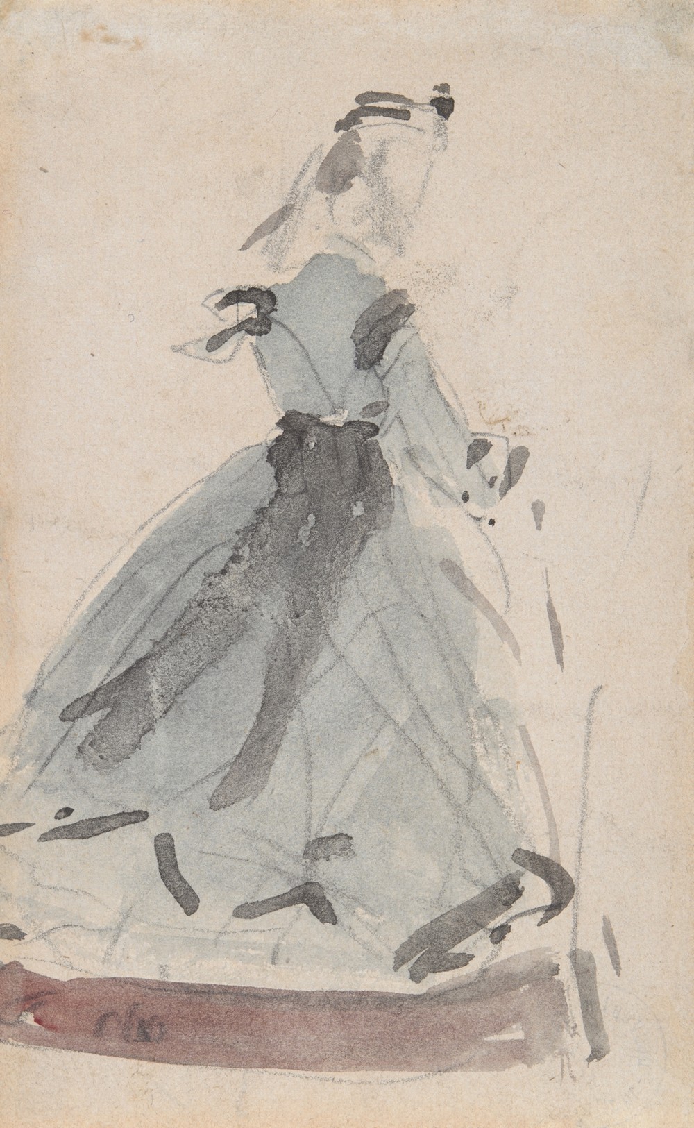 Lady in Fashionable Blue Gown