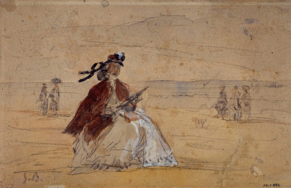 Femme assise au bord de la mer (19th century)
