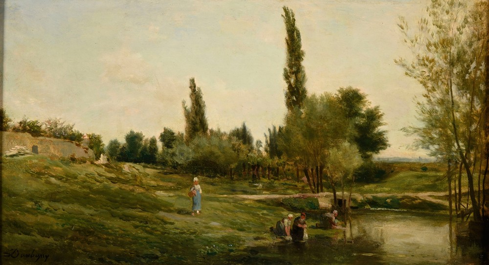 Paysage avec laveuses Peintre
