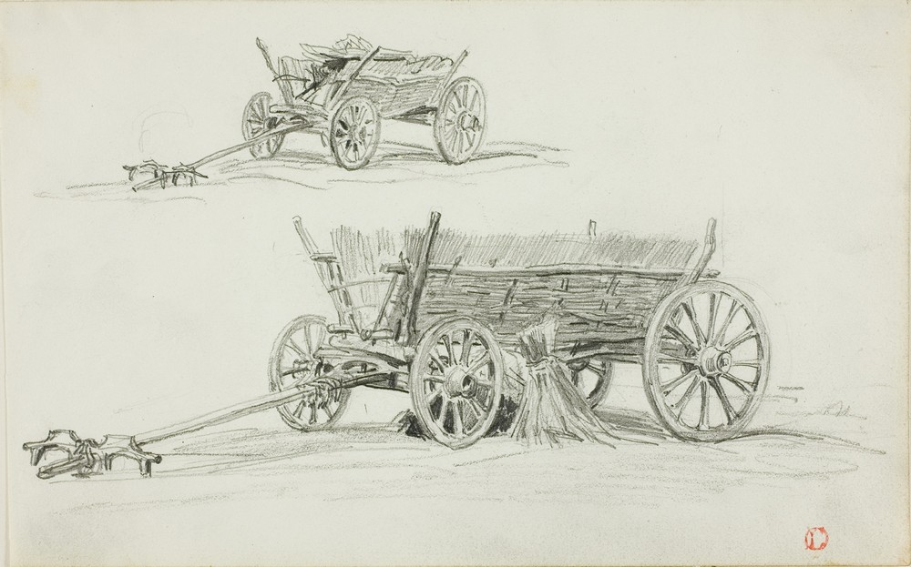 Two Sketches of an Ox Cart (c. 1850)
