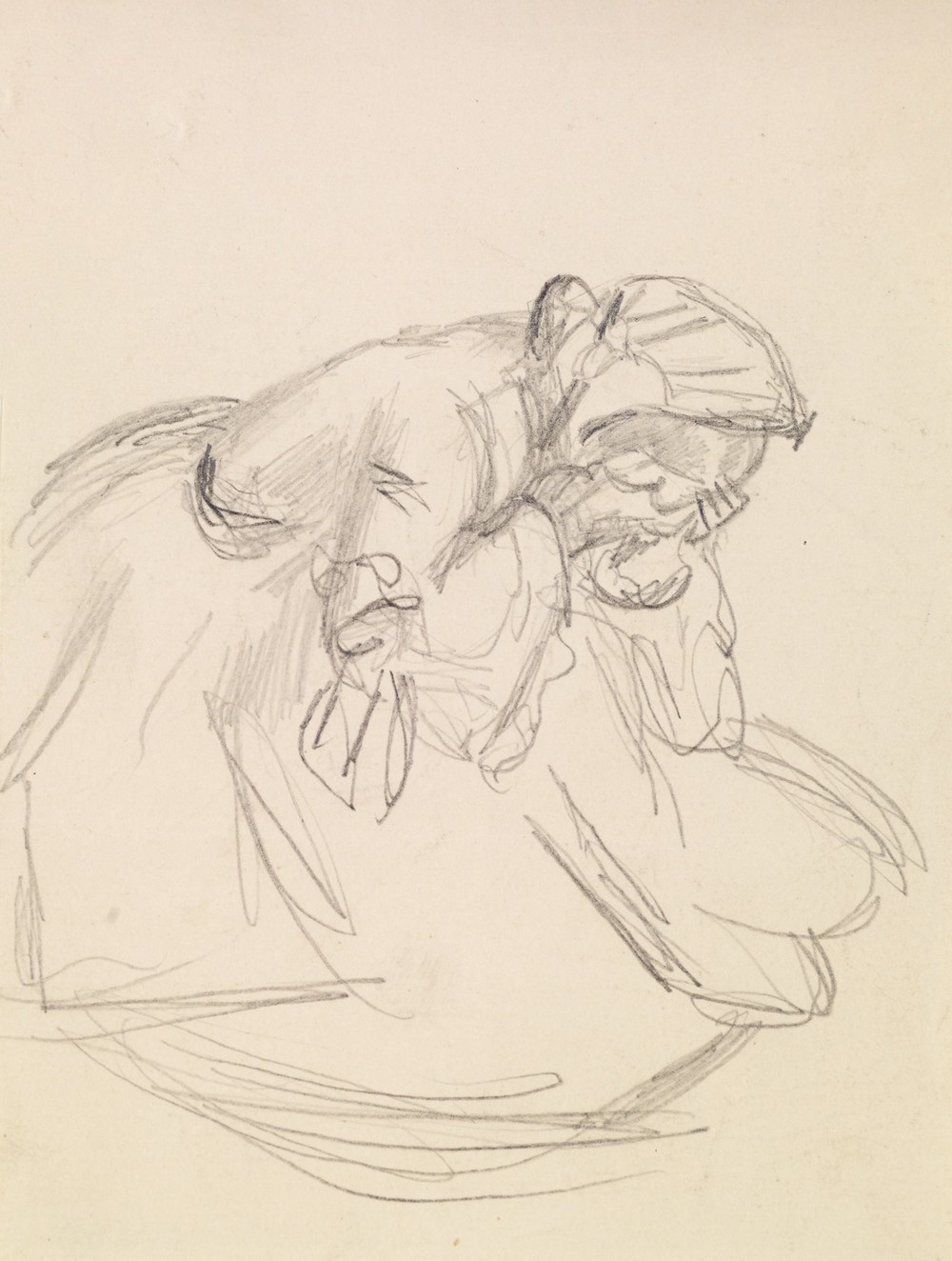 Female – Sketch of a distraught Woman, seated (1855-60)