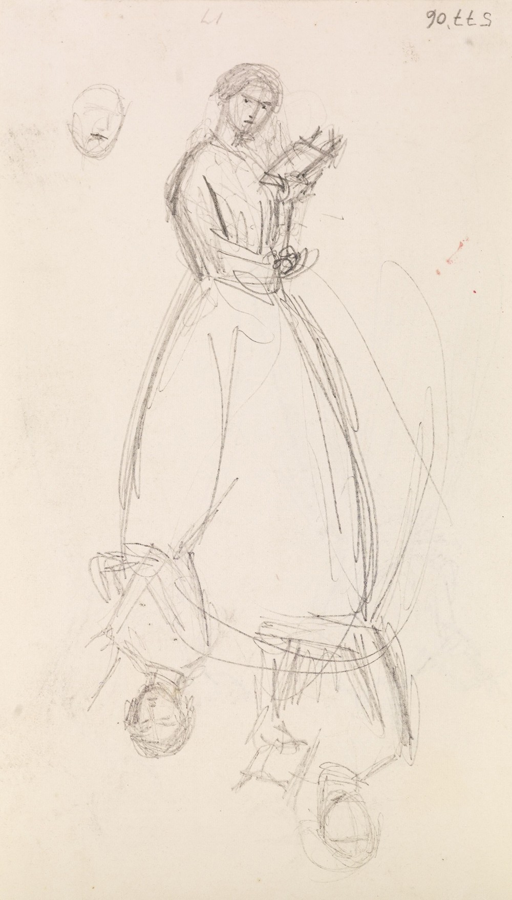 Female – Two Sketches of a Young Woman holding a Book (1855-65)