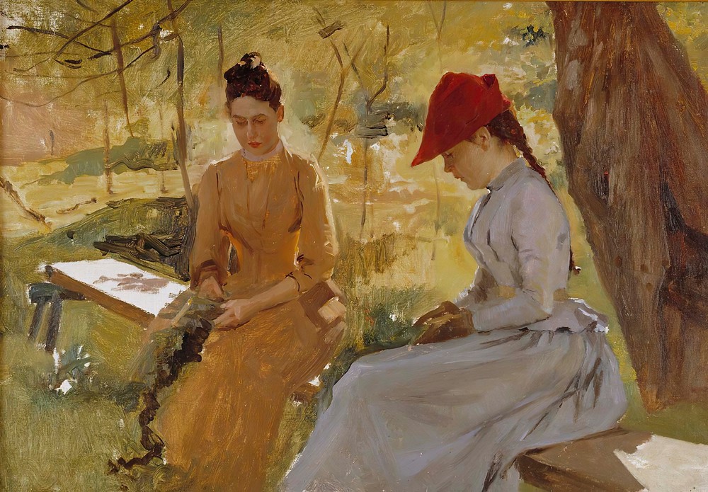 The Artist’s Sisters Annie and Berta Binding Garlands
