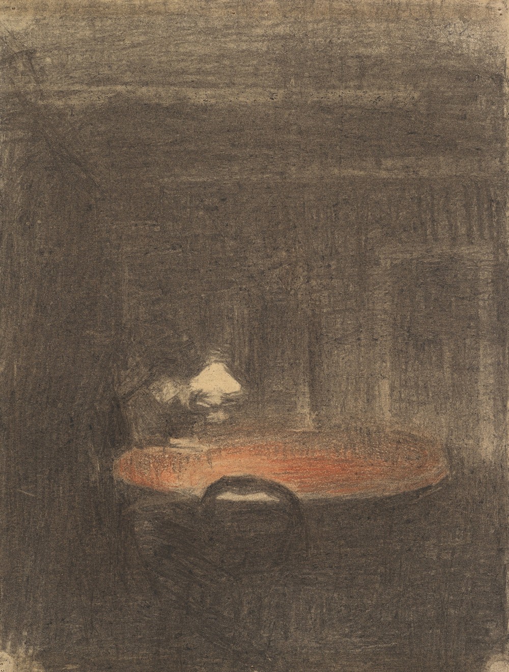 Figure Reading at a Table in an Interior at Night (ca. 1891)