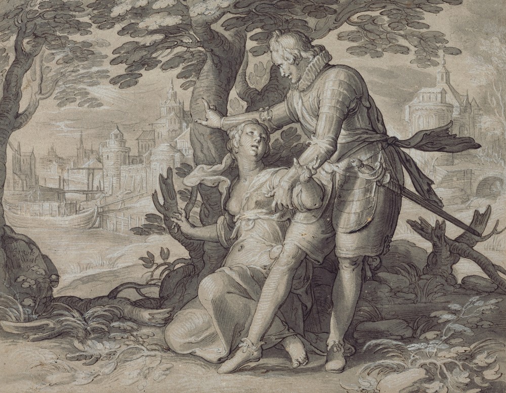 Young Woman Assisted by a Gentleman