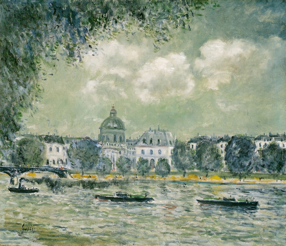 Landscape along the Seine with the Institut de France and the Pont des Arts (c. 1875)