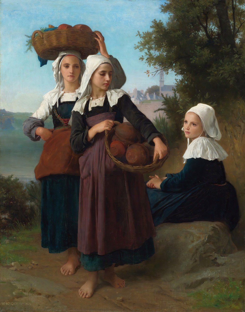 Fouesnant Girls Returning From The Market
