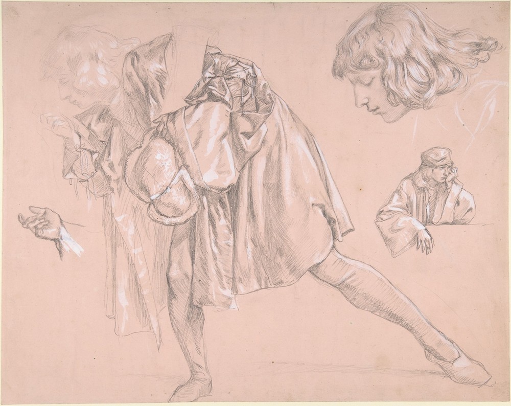Study of a young man bending forward to kiss a hand, for the painting ‘The Departure of the Prodigal Son’ (1862–63)