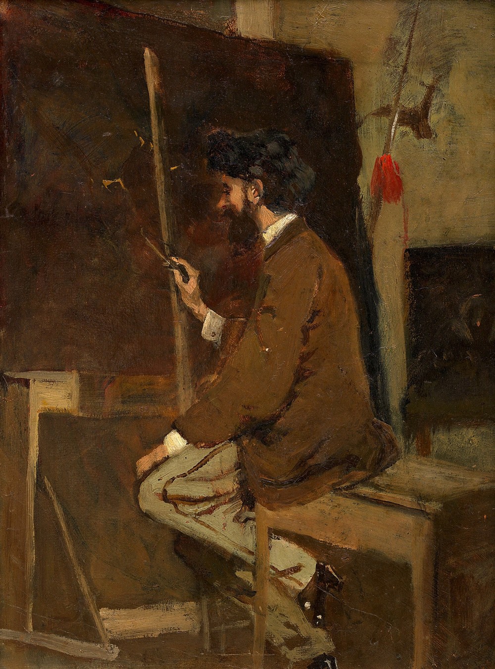 Selbstbildnis Hans Makart vor Staffelei (before 1869)