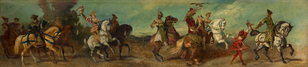 Entwurf zum Festzug 1879 – Die Falkenjagd