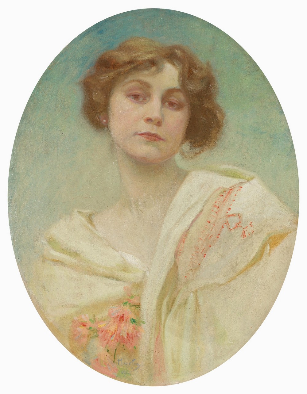 Portrait of a young woman in folk costume