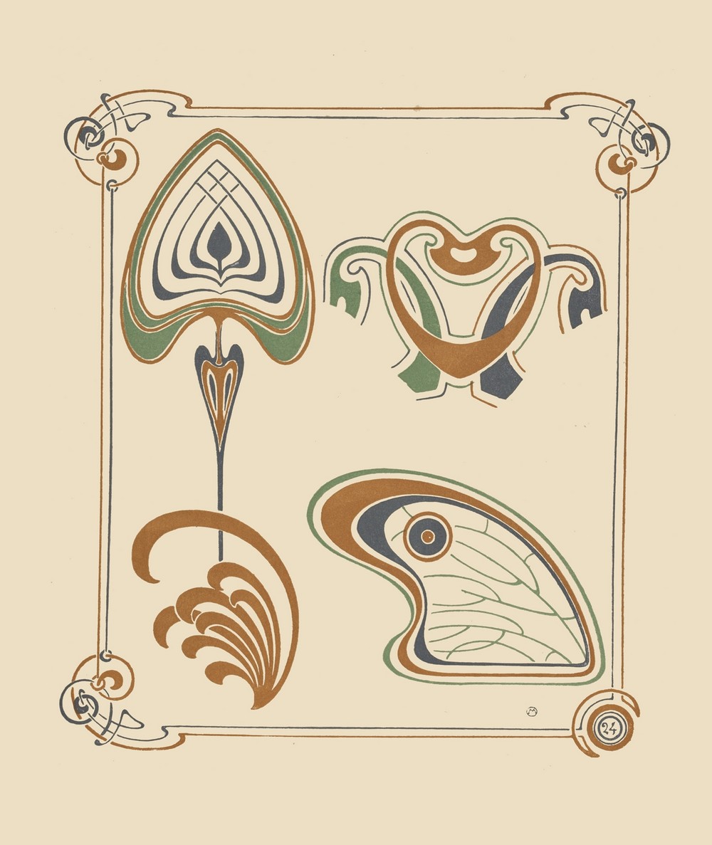 Abstract design based on wings and leaf shapes.