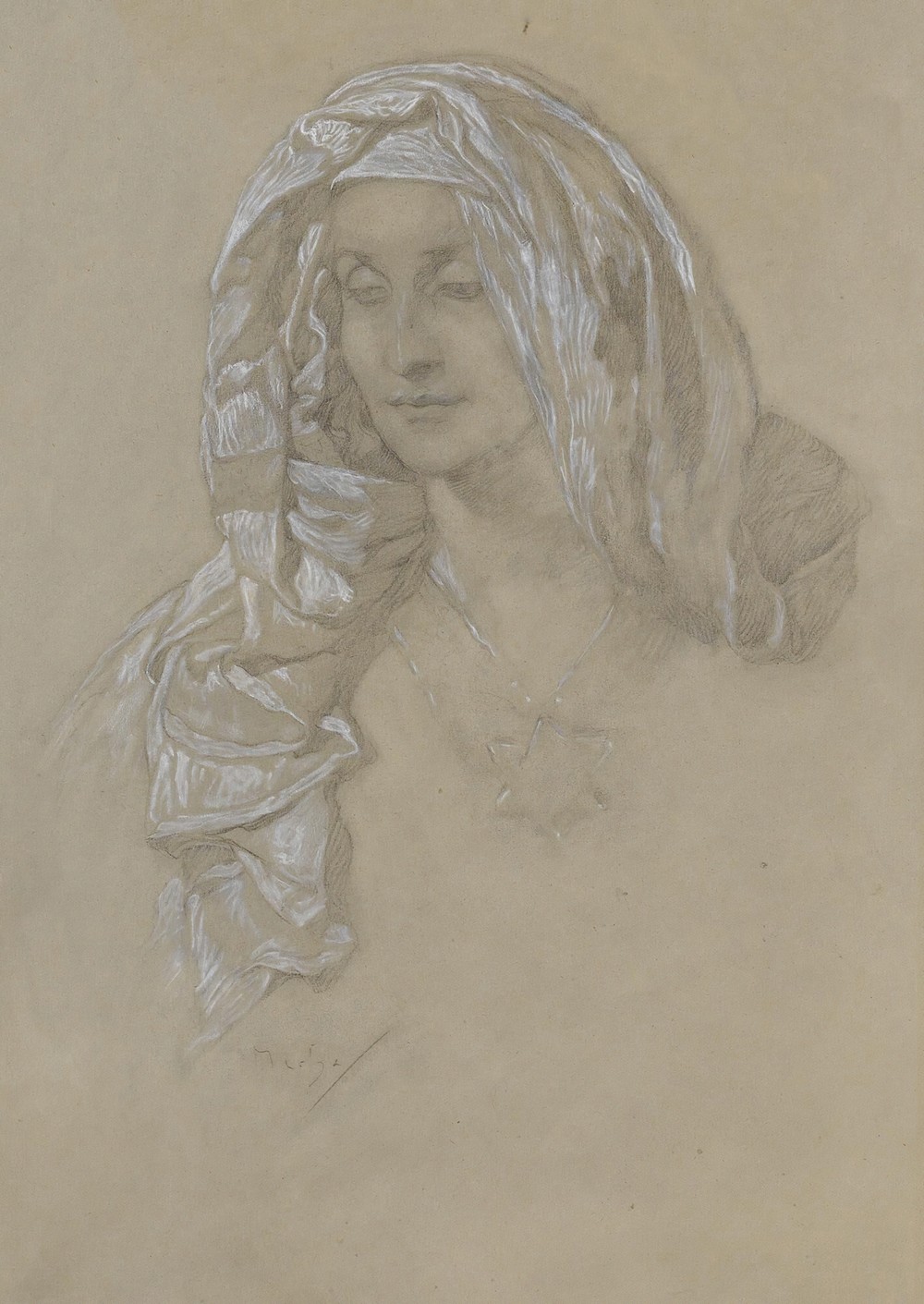 Woman With Headscarf And Star Medallion