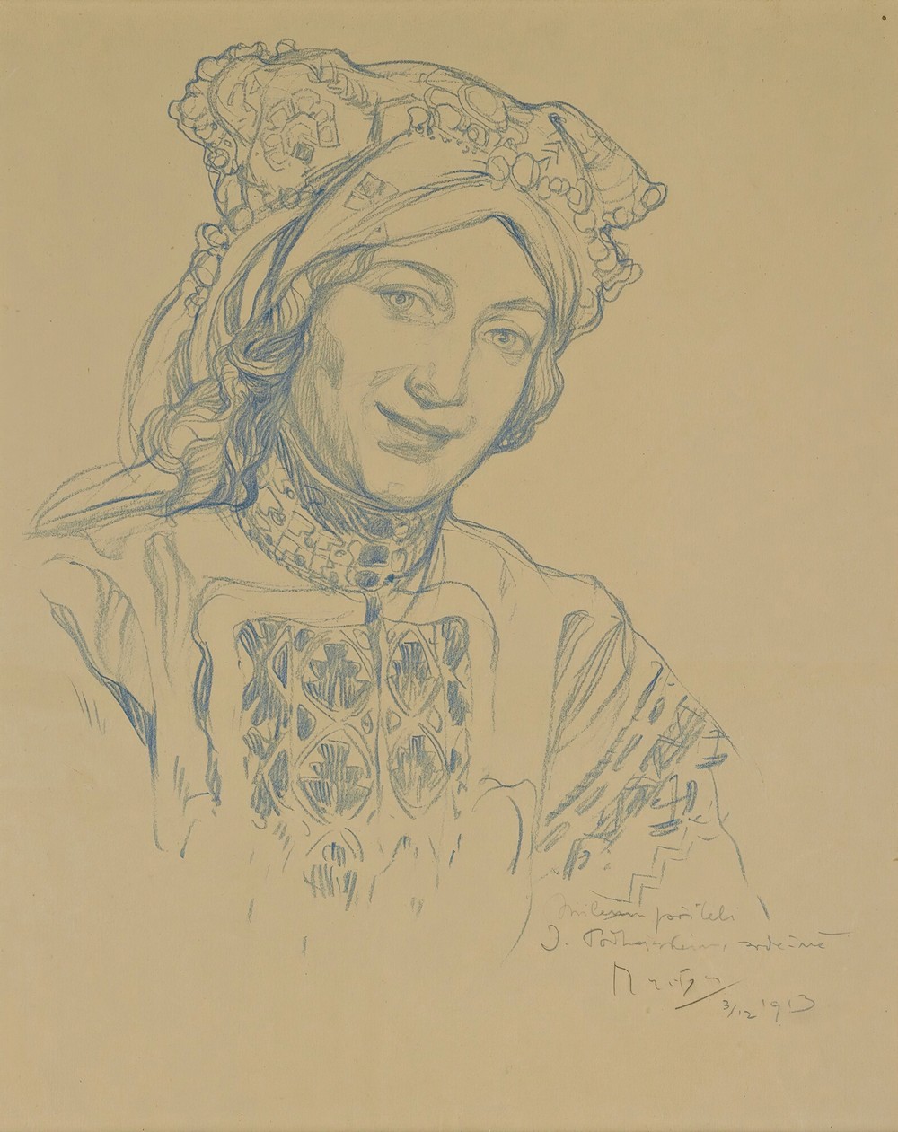 Young woman with folk headdress