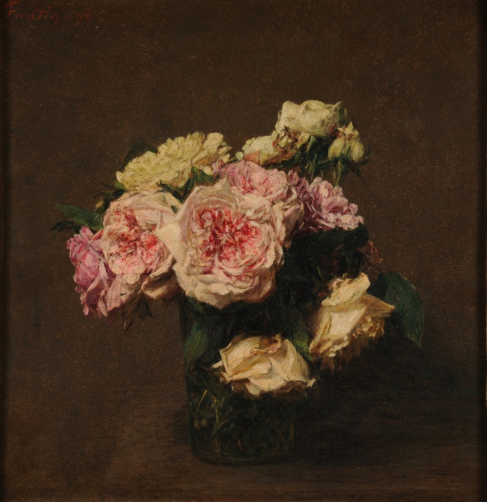 Roses dans un vase de cristal