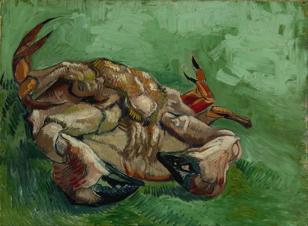 A crab on its back