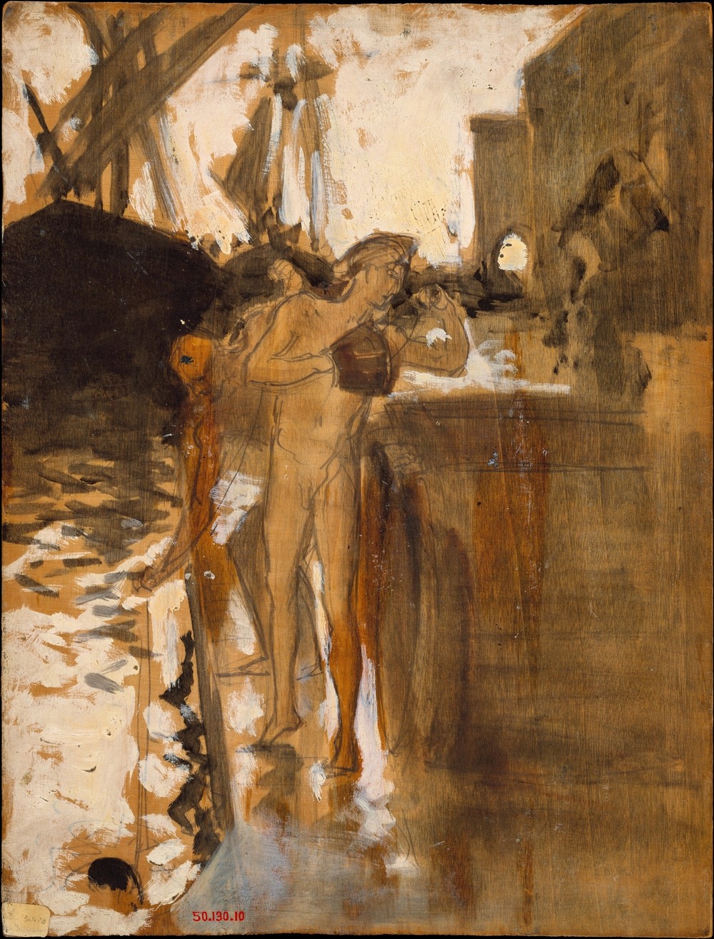 Two Nude Bathers Standing on a Wharf (between 1879 and 1880)