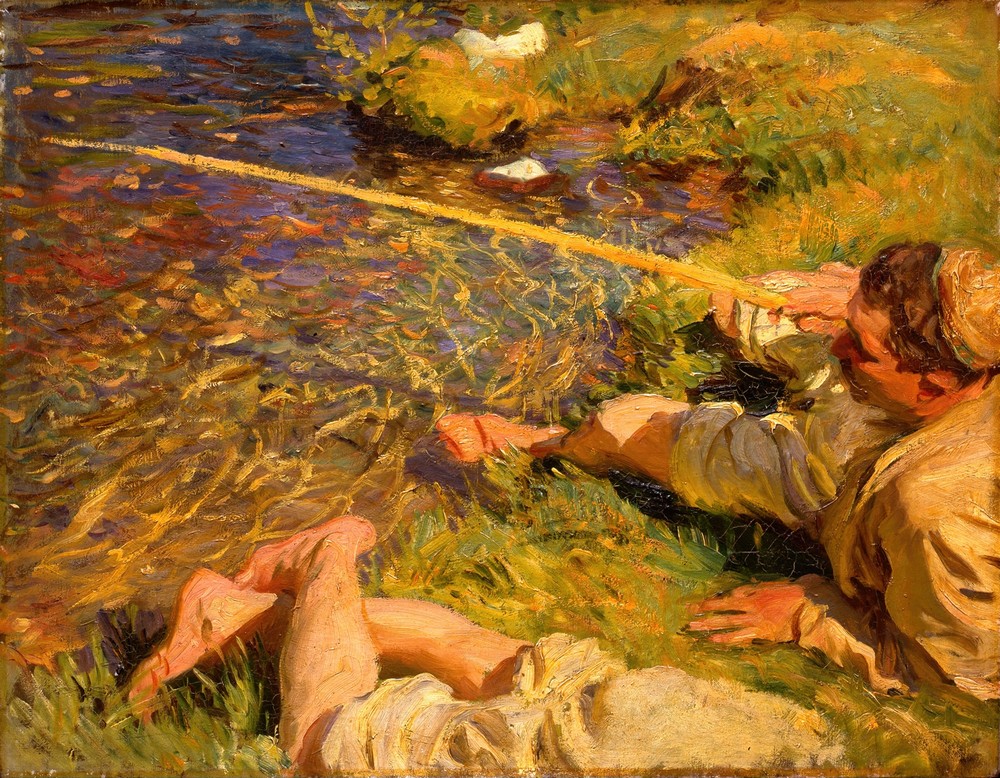 Val d’Aosta, A Man Fishing (circa 1907)