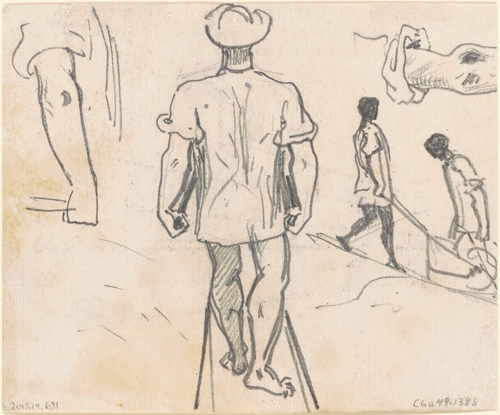 Studies of Peasants with Wheelbarrows (verso)