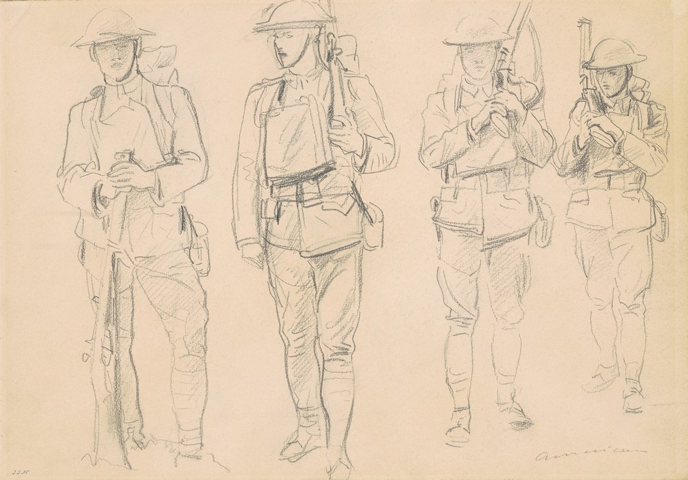 Studies for ‘Entering the War’ (recto)