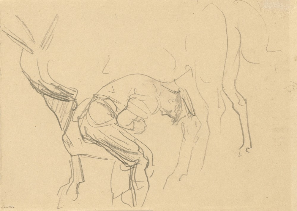 Study for ‘Shoeing Calvary Horses at the Front’ (verso)