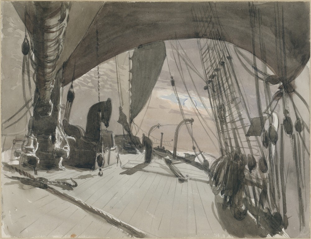 Deck of Ship in Moonlight