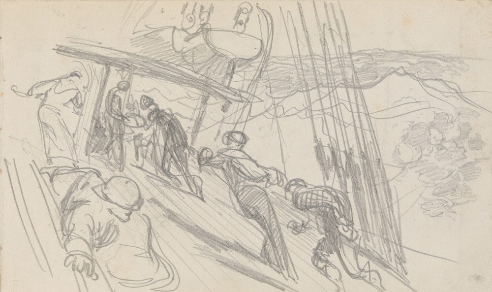 Sailors on Sloping Deck