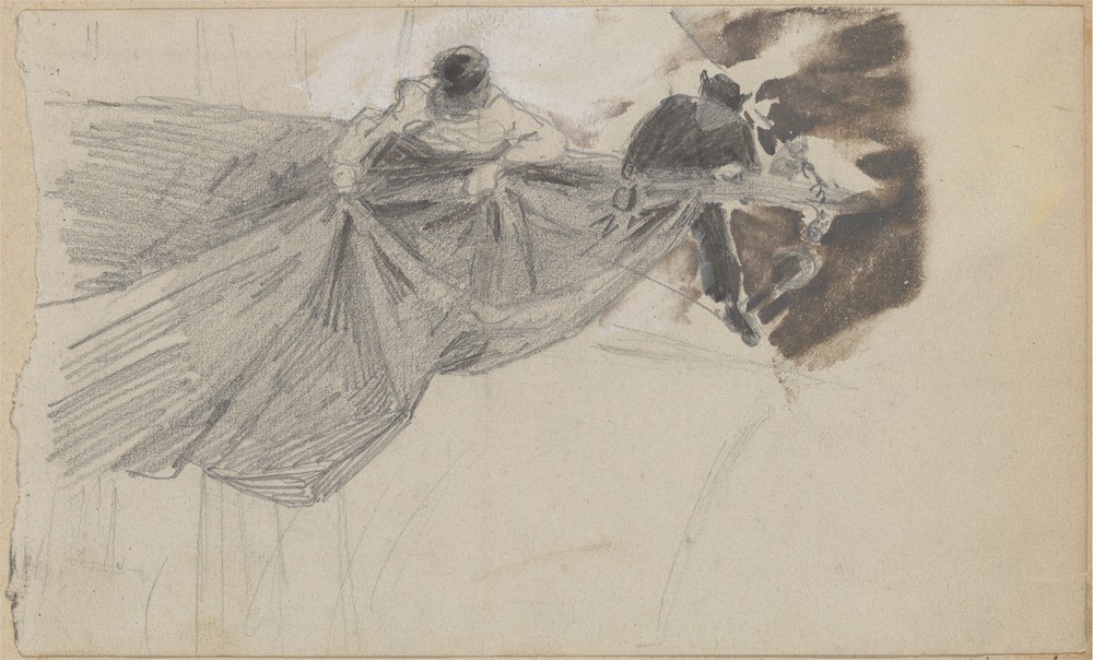 Two Sailors Furling Sail (circa 1875)
