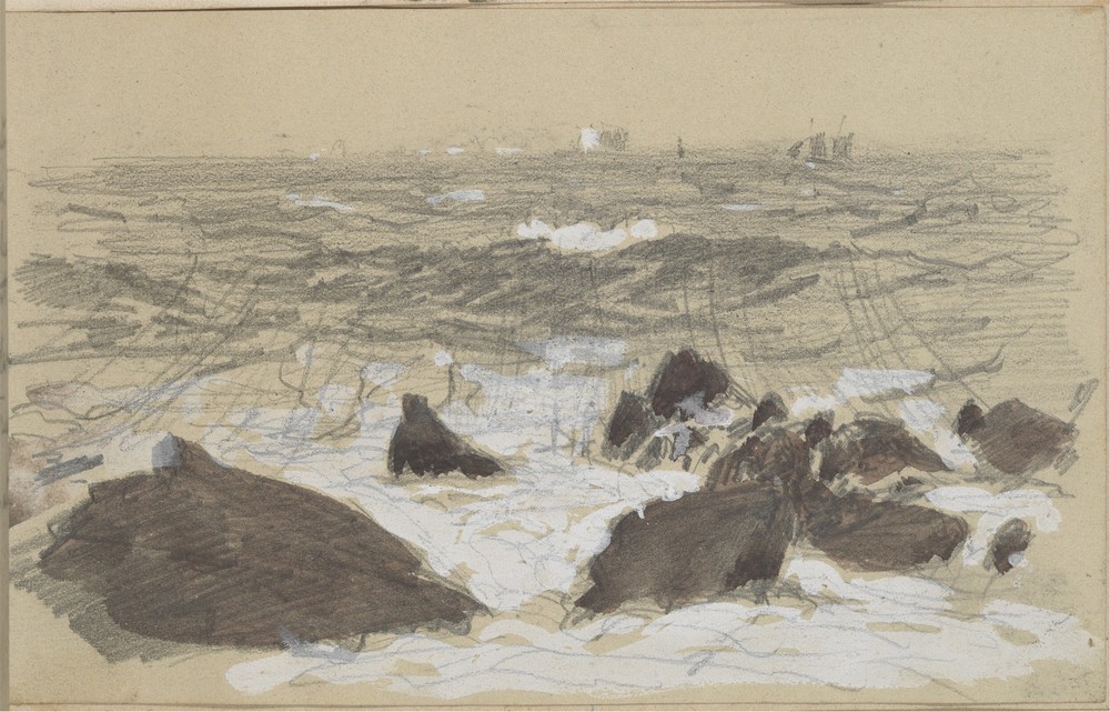 Waves Breaking on Rocks (circa 1875)
