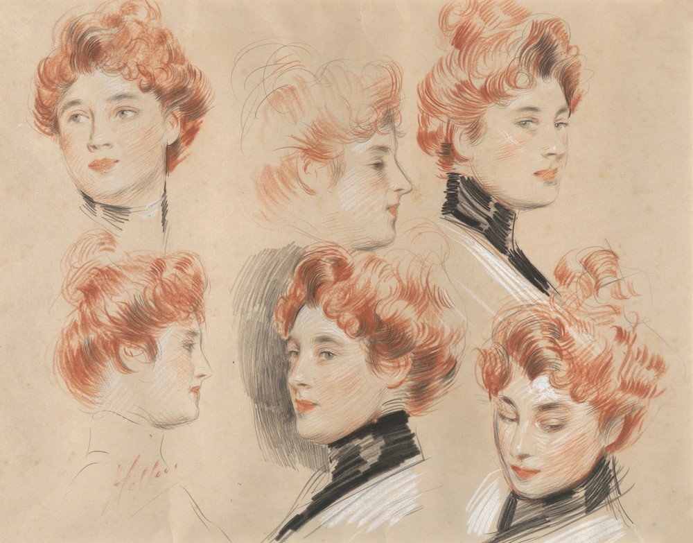 Six Studies of the head of a Lady traditionally identified as Mrs. Gertrude Vanderbilt Whitney