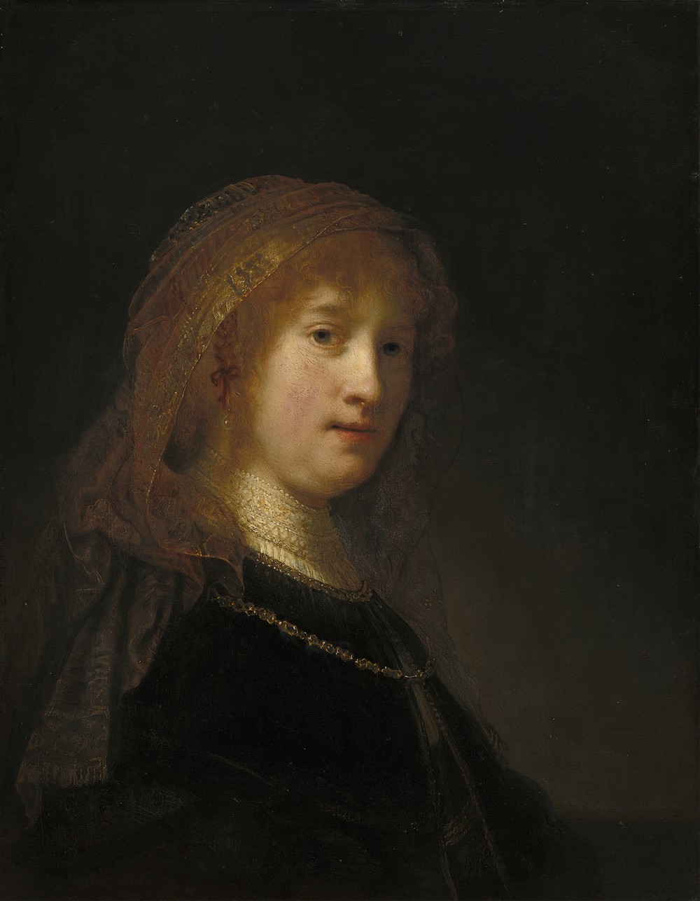 Saskia van Uylenburgh,the Wife of the Artist (probably begun 1634-1635 and completed 1638-1640)